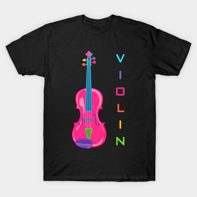 Violin in Rainbow Colors T-Shirt by evisionarts